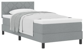 vidaXL Box Spring Bed με Στρώμα Ανοιχτό Γκρι 100x200 εκ. Ύφασμα
