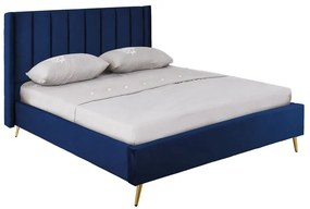 PASSION  Κρεβάτι Διπλό για Στρώμα 160x200cm, Ύφασμα Velure Απόχρωση Μπλε 171x227x120cm