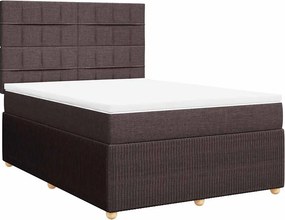 vidaXL Κρεβάτι Boxspring με Στρώμα Σκούρο Καφέ 140x190 εκ. Υφασμάτινο