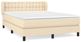 vidaXL Κρεβάτι Boxspring με Στρώμα Κρεμ 140x200 εκ. Υφασμάτινο