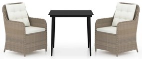 vidaXL Σετ Τραπεζαρίας Κήπου 3 Τεμαχίων Καφέ