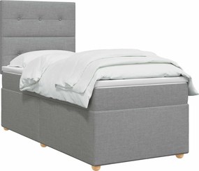 vidaXL Κρεβάτι box spring με στρώμα Ανοιχτό γκρι 100 x 200 cm Ύφασμα