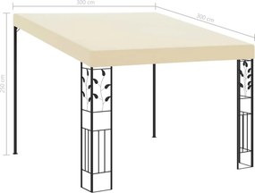 vidaXL Κιόσκι Επιτοίχιο Κρεμ 3 x 3 x 2,5 μ.