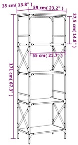 Βιβλιοθήκη 5 Επιπέδων Sonoma Δρυς 59x35x171 εκ. Επεξεργ. Ξύλο - Καφέ