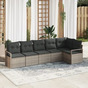 vidaXL Σετ καναπέ 6 τεμαχίων της με μαξιλάρια Γκρι Πολυ-ρατάν