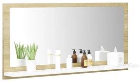 vidaXL Καθρέφτης Μπάνιου Λευκό/Sonoma Δρυς 80x10,5x37 εκ. Μοριοσανίδα