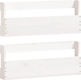 vidaXL Παπουτσοθήκη Επιτοίχια 2 τεμ. Λευκή 59 x 9 x 23 εκ. Μασίφ Πεύκο