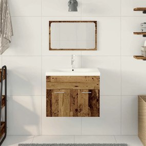 vidaXL Σετ Άλλο Καφέ, Λευκό 60 x 38.5 x 46 cm Στερεό ξύλο, Κεραμικό