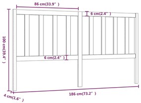 vidaXL Κεφαλάρι Κρεβατιού 186 x 4 x 100 εκ. από Μασίφ Ξύλο Πεύκου