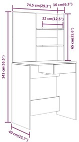 Μπουντουάρ με Καθρέφτη Sonoma Δρυς 74,5 x 40 x 141 εκ. - Καφέ