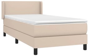 Κρεβάτι Boxspring με Στρώμα Καπουτσίνο 100x200εκ.από Συνθ.Δέρμα - Καφέ