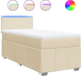 vidaXL Κρεβάτι Boxspring με Στρώμα Κρεμ 100 x 200 εκ. Υφασμάτινο