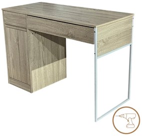 Γραφείο εργασίας Kantor pakoworld σε φυσική απόχρωση με λευκό μεταλλικό πόδι 110x50x76εκ