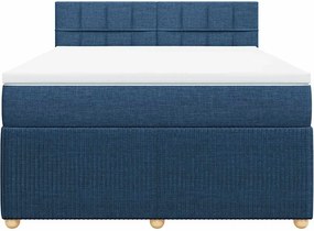 vidaXL Κρεβάτι Boxspring με Στρώμα Μπλε 140x200 εκ. Υφασμάτινο