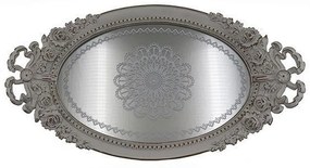 Διακοσμητικός Δίσκος Με Καθρέπτη 752-16069 44,2x4,2x24cm Antique Silver Estheti Home Γυαλί,Polyresin