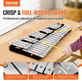 VEVOR 32 Note Glockenspiel Xylophone Bell Kit with Mallets, Drum Sticks and Bag