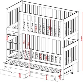 EMILKA 80x200 grey bunk bed Lano Furniture