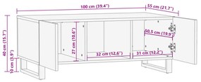 ΤΡΑΠΕΖΑΚΙ ΣΑΛΟΝΙΟΥ ΚΑΦΕ 100 X 55 X 40 ΕΚ. ΑΠΟ ΜΑΣΙΦ ΞΥΛΟ ΜΑΝΓΚΟ 377498