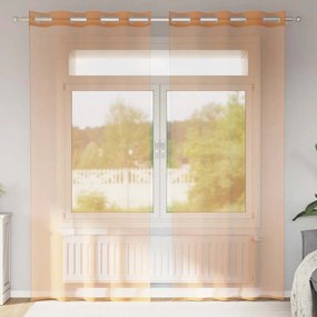vidaXL Voile κουρτίνες με ροδέλες 2 τεμάχια Τερακότα