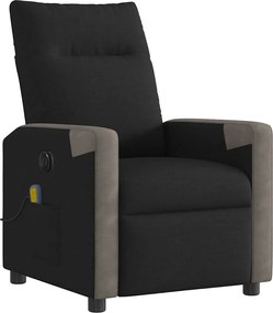 vidaXL Πολυθρόνα Μασάζ Ηλεκ. Ανακλινόμενη Μαύρη Υφασμάτινη