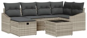 vidaXL Σετ Καναπέ Κήπου 7 pcs Ανοιχτό γκρι 55 x 62 x 69 εκ Πολυ ράταν