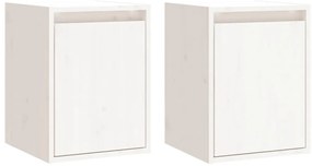 vidaXL Ντουλάπια Τοίχου 2 τεμ. Λευκά 30x30x40 εκ. Μασίφ Ξύλο Πεύκου