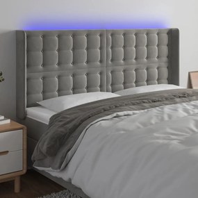 Κεφαλάρι Κρεβατιού LED Ανοιχτό Γκρι 203x16x118/128εκ. Βελούδινο 3124548