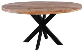 LIZARD Τραπέζι Τραπεζαρίας, Μέταλλο Βαφή Μαύρο, Ξύλο Mango Απόχρωση Φυσικό Φ150cm H.78cm