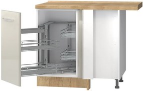 Επιδαπέδιο γωνιακό ντουλάπι Modena R-UG-1KMC-Λευκό - Γκρι ανοιχτό-Αριστερά - 109.00Χ64.00Χ88.00cm