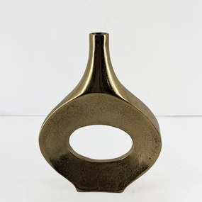 Βάζο Adel Oval 029054 22x5x28cm Gold Αλουμίνιο