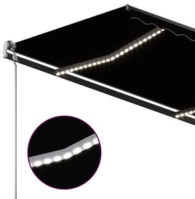 Τέντα Συρόμενη Χειροκίνητη με LED Ανθρακί 3,5 x 2,5 μ. - Ανθρακί