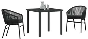 vidaXL Σέτ φαγητού για κήπο 3 pcs Μαύρο Χάλυβας με επίστρωση πούδρας