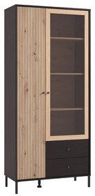 Βιτρίνα Correze 2K2F VS1 Μαύρος Δρύς - Artisan Oak 87x40x195 εκ. 87x40x195 εκ.