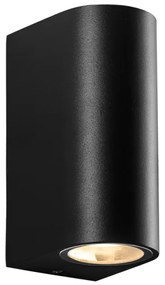 Απλίκα Φωτιστικό Τοίχου LED 2xGU10 3W IP65 Κύλινδρος ACA-SL8211GU10B-Μαύρο SL8211GU10B