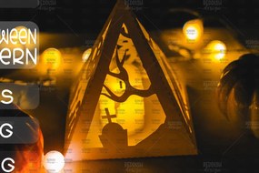 Σετ των 2 Intra απο ξύλο plywood  Χρώμα wenge 3mm-4mm πάχος - Halloween Lantern , Halloween Decor Δίασταση 15x15 cm INTRAFABR-109024503