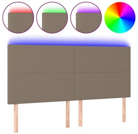 vidaXL Κεφαλάρι Κρεβατιού LED Taupe 200x5x118/128 εκ. Υφασμάτινο