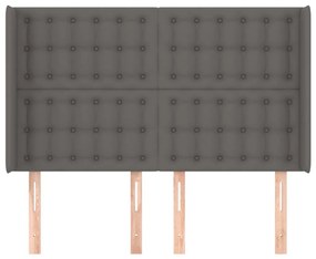 Κεφαλάρι με Πτερύγια Γκρι 147x16x118/128εκ.Συνθετικό Δέρμα - Γκρι
