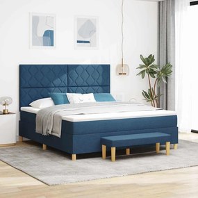 vidaXL Κρεβάτι με ελατήρια με στρώμα Μπλε 180 x 200 cm ύφασμα