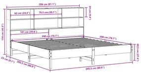 Κρεβάτι Βιβλιοθήκη Χωρίς Στρώμα 200x200 εκ Μασίφ Ξύλο Πεύκου - Λευκό