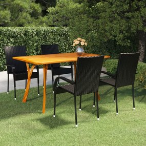 vidaXL Σετ Τραπεζαρίας Κήπου 5 Τεμαχίων Μαύρο