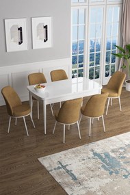 Extendable Dining Table &amp; Chairs Set (7 Pieces) Han - White, Cappuccino White
Cappuccino