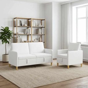 vidaXL Σαλονάκι Σετ Με Αποθηκευτικό Χώρο 2 pcs Λευκό Πολυεστέρας