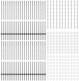 vidaXL Πό posts φράχτη 44 pcs Γκρι Χάλυβας με επίστρωση πούδρας