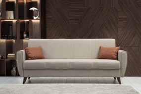 Τριθέσιος Καναπές Κρεβάτι Μπεζ ZADEN 77x207x86