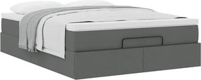 vidaXL Οθωμανικό κρεβάτι με στρώμα Σκούρο γκρι 140x200cm ύφασμα
