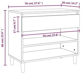 Παπουτσοθήκη Γκρι Σκυροδέματος 70x36x60 εκ. Επεξεργασμένο Ξύλο - Γκρι