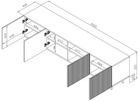 PAFOS TV stand 200/4D black/black DIOMMI CAMA-PAFOS-RTV-200-CZ/CZ