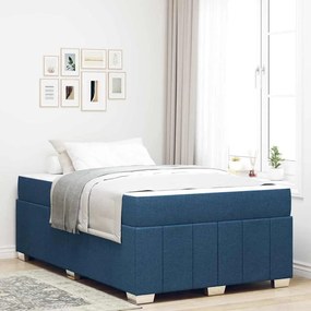 vidaXL Σκελετός Κρεβατιού με στρώμα Μπλε 120 x 200 cm ύφασμα