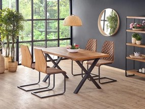 Τραπέζι Houston 702, Μαύρο, Ελαφριά δρυς, 76x90x160cm, 71 kg, Επιμήκυνση, Πλαστικοποιημένη μοριοσανίδα, Μέταλλο | Epipla1.gr