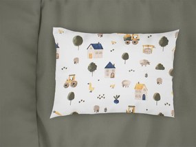 DIMCOL Μαξιλαροθήκη Εμπριμέ bebe Village 579 35X45 White-Green 100% Cotton